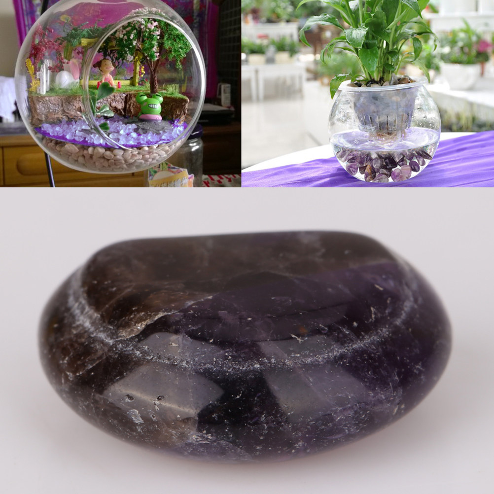 Planted Aquarium With Gravel - 4Pcs Natural Amethyst Stone Purple Crystal