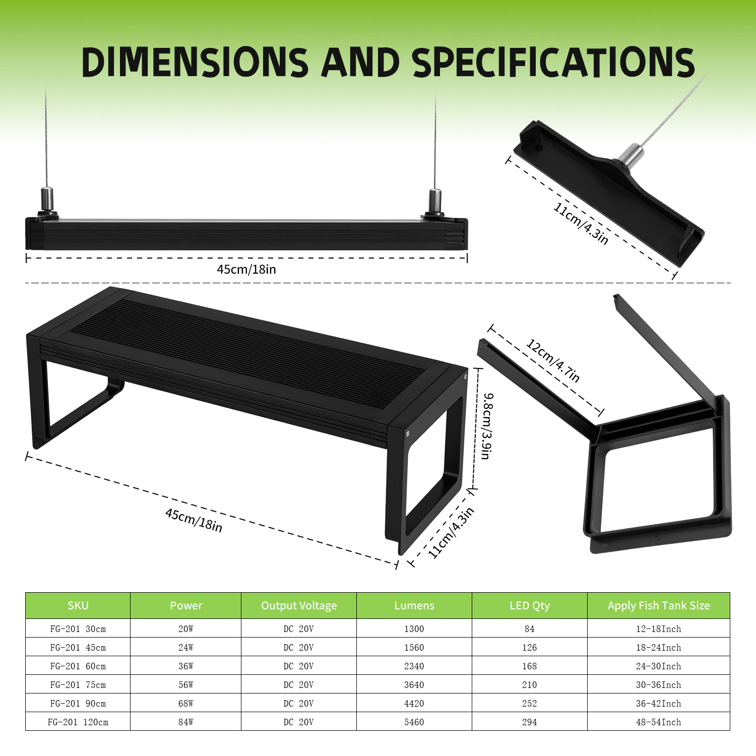 18-24 inch Aquarium 24/7 Full  – Planted Aquarium Hanging Light Bewertung und Preis